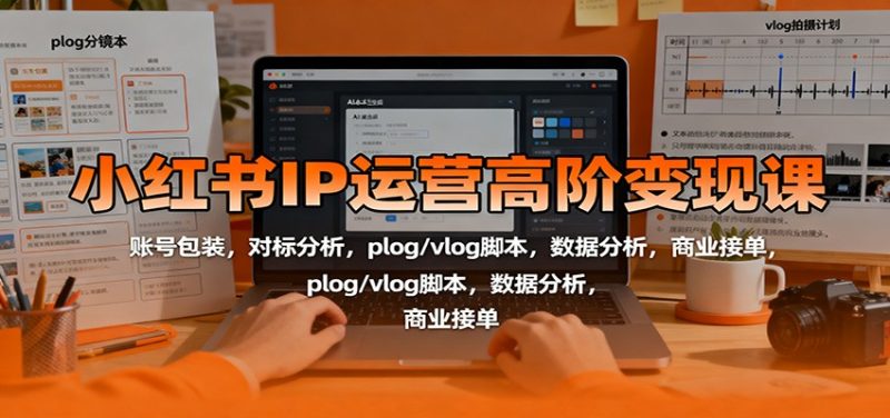 小红书IP运营高阶变现课：账号包装，对标分析，plog/vlog脚本，数据分析，商业接单-大设天下