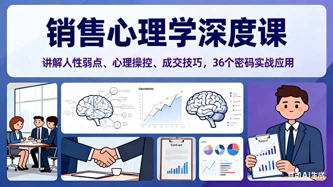 销售心理学深度课，讲解人性弱点、心理操控、成交技巧，36个密码实战应用-大设天下
