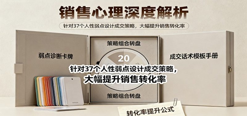 销售心理深度解析：针对37个人性弱点设计成交策略，大幅提升销售转化率！-大设天下