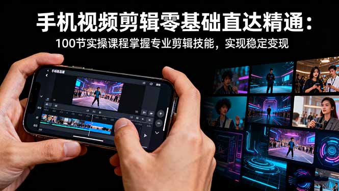 手机视频剪辑零基础直达精通：100节实操课程掌握专业剪辑技能，实现稳…-大设天下