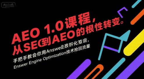 AEO 1.0 课程，从SEO到AE0的基命性转变，手把手教会你用AnswerEngineOptimization技术抢回流量(更新)-大设天下
