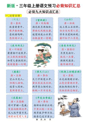新版三上语文预习必背九大知识点汇总（15页）-大设天下