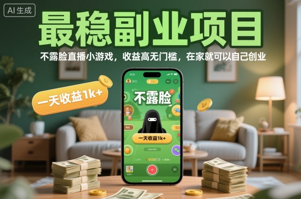 最稳副业项目，不露脸直播小游戏，收益高无门槛，一天收益1k+，在家就可以自己创业【揭秘】-大设天下