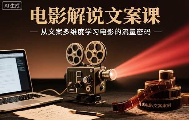 电影解说文案课，从文案多维度学习电影的流量密码-大设天下