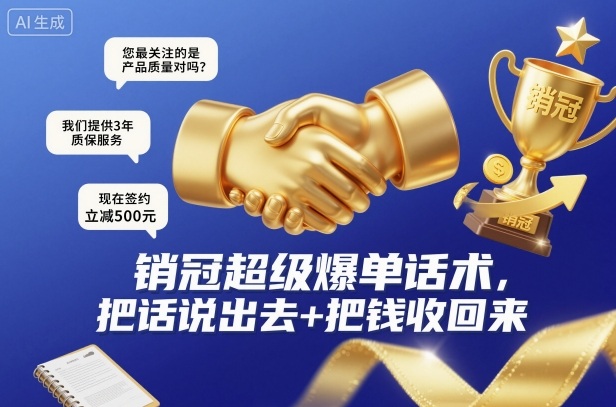 销冠超级爆单话术，把话说出去+把钱收回来-大设天下