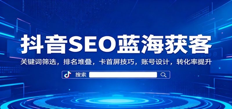 抖音SEO蓝海获客：关键词筛选，排名堆叠，卡首屏技巧，账号设计，转化率提升-大设天下