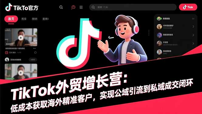 TikTok外贸增长营：低成本获取海外精准客户，实现公域引流到私域成交闭环-大设天下