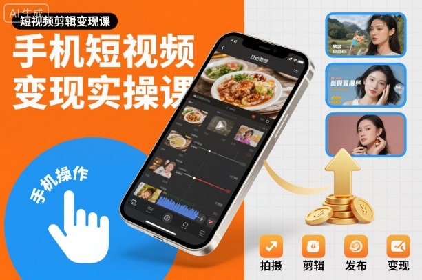 手机短视频变现实操课，短视频剪辑变现课-大设天下
