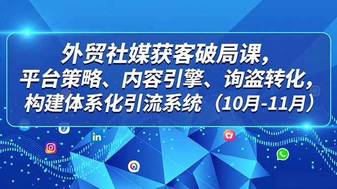 外贸 社媒获客破局课，平台策略、内容引擎、询盘转化，构建体系化引流系统(10月-11月-大设天下