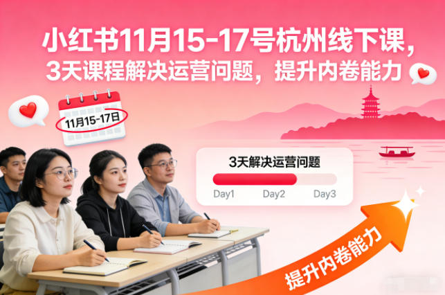 小红书11月15-17号杭州线下课，3天课程解决运营问题，提升内卷能力【音频+PPT图片】-大设天下