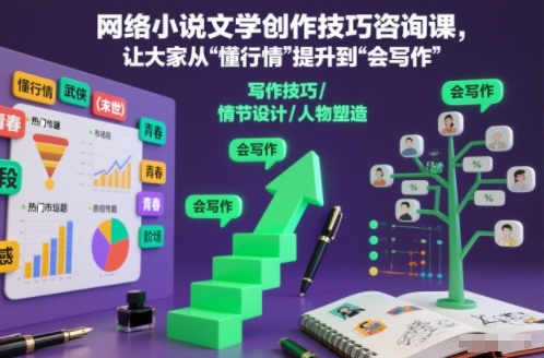 网络小说文学创作技巧咨询课，让大家从“懂行情”提升到”会写作”的高度-大设天下
