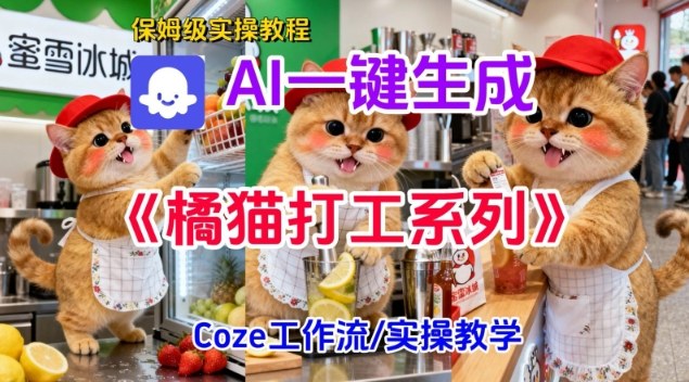 Coze扣子工作流一键生成胖橘猫打工短视频，保姆级实操搭建教学-大设天下