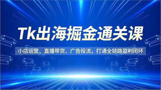 Tk出海掘金通关课，小店运营、直播带货、广告投流，打通全链路盈利闭环-大设天下