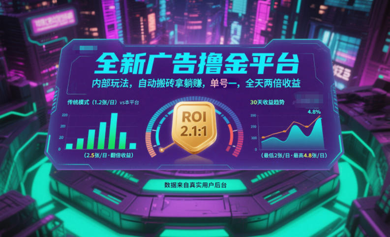 全新广告撸金平台，内部玩法，自动搬砖拿躺賺，单号一天保底2张+，全天两倍收益【揭秘】-大设天下