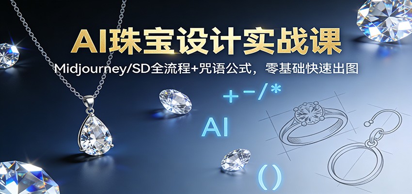 图片[1]-AI珠宝设计实战课：Midjourney/SD全流程+咒语公式，零基础快速出图-大设天下