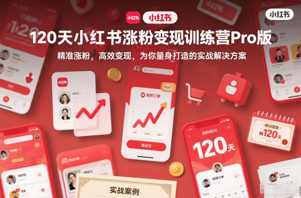 120天小红书涨粉变现训练营Pro版，​精准涨粉，高效变现​，为你量身打造的实战解决方案-大设天下