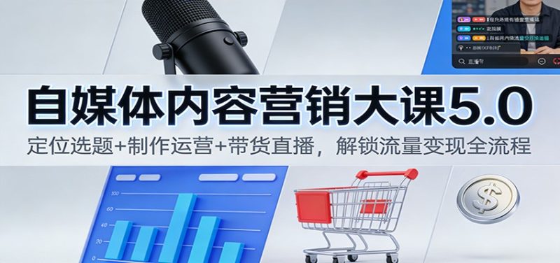 自媒体内容营销大课5.0：定位选题+制作运营+带货直播，解锁流量变现全流程-大设天下