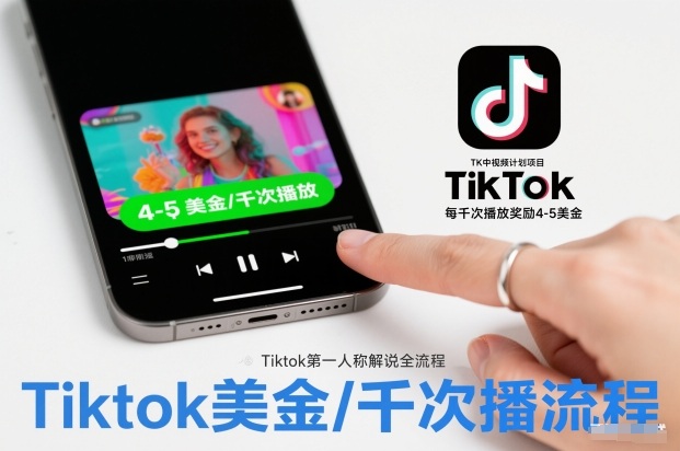 TK中视频计划项目，Tiktok第一人称解说流程，每干次播放奖励4-5美金-大设天下