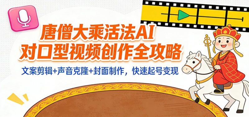“大乘活法”AI对口型视频创作全攻略：文案剪辑+声音克隆+封面制作，快速起号变现-大设天下