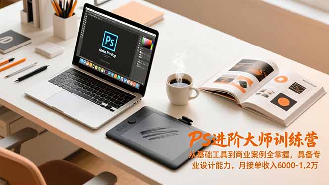 PS进阶大师训练营，从基础工具到商业案例全掌握，具备专业设计能力，月接单收入6000-1.2万-大设天下