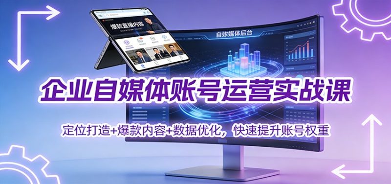 企业自媒体账号运营实战课：定位打造+ 爆款内容+数据优化，快速提升账号权重-大设天下