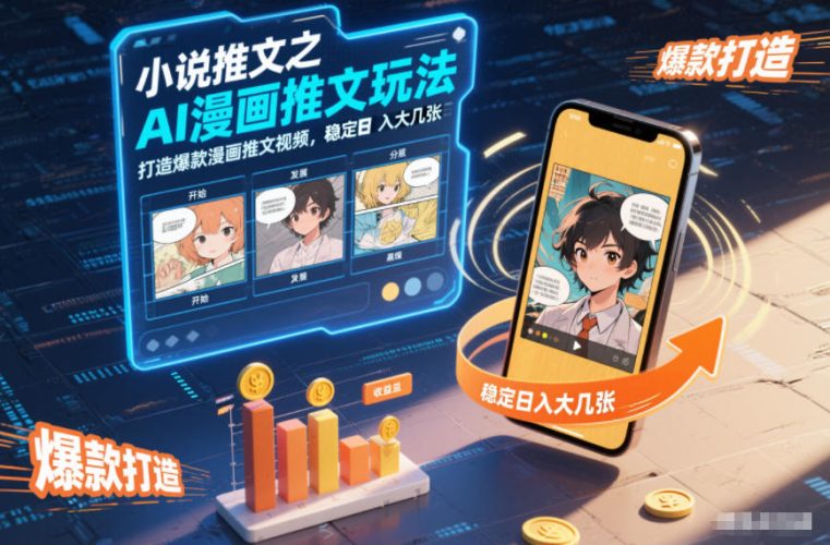 小说推文之AI漫画推文玩法，打造爆款漫画推文视频，稳定日入大几张-大设天下