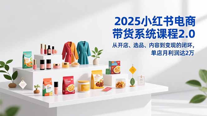 2025小红书电商带货系统课程2.0，从开店、选品、内容到变现的闭环，单店月利润达2万-大设天下