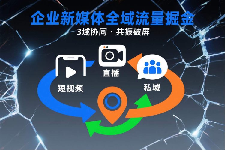 短视频全域商业模式，企业新媒体全域流量掘金，3域协同，共振破屏，短视频-直播-私域-地域-大设天下