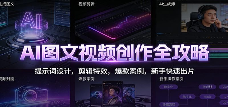 AI图文视频创作全攻略：提示词设计，剪辑特效，爆款案例，新手快速出片-大设天下
