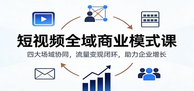 短视频全域商业模式课：四大场域协同，流量变现闭环，助力企业增长-大设天下