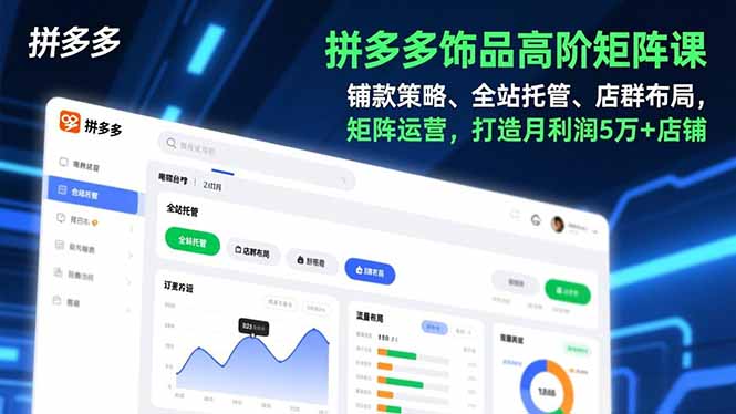 拼多多饰品高阶矩阵课，铺款策略、全站托管、店群布局，矩阵运营，打造月利润5万+店铺-大设天下