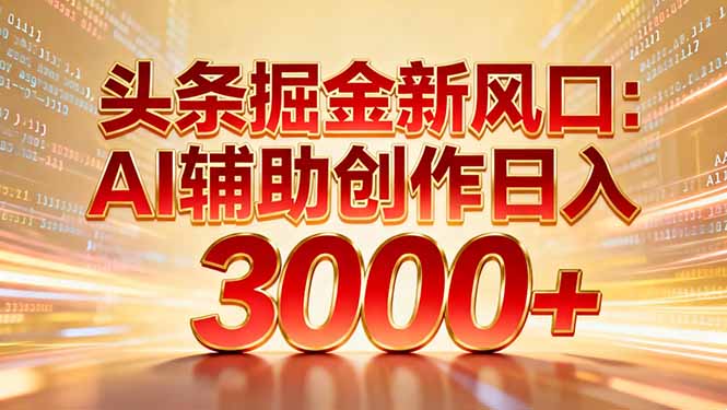 头条掘金新风口：AI辅助创作日入3000+，矩阵玩法当天启动隔天见效-大设天下