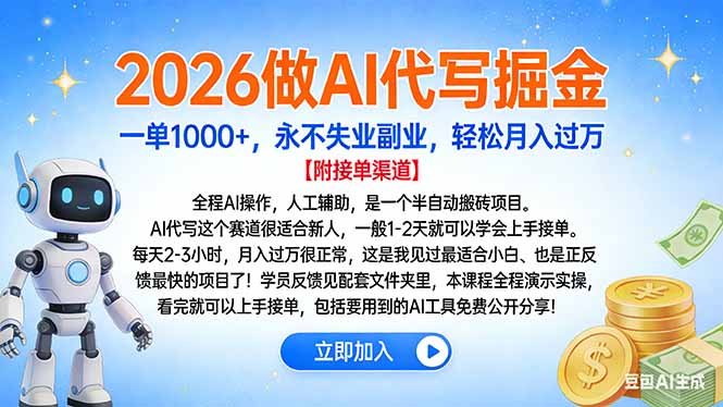 2026做AI代写掘金，一单1000+，永不失业副业，轻松月入过万-大设天下