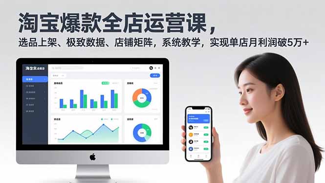 淘宝爆款全店运营课2.0，选品上架、极致数据、店铺矩阵，系统教学，实现单店月利润破5万+-大设天下