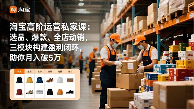 淘宝高阶运营私家课：选品、爆款、全店动销，三模块构建盈利闭环，助你月入破5万(更新12月-大设天下