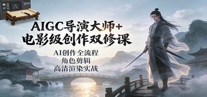 图片[1]-AIGC导演大师+电影级创作双修课：AI创作全流程、角色剪辑、高清渲染实战-大设天下