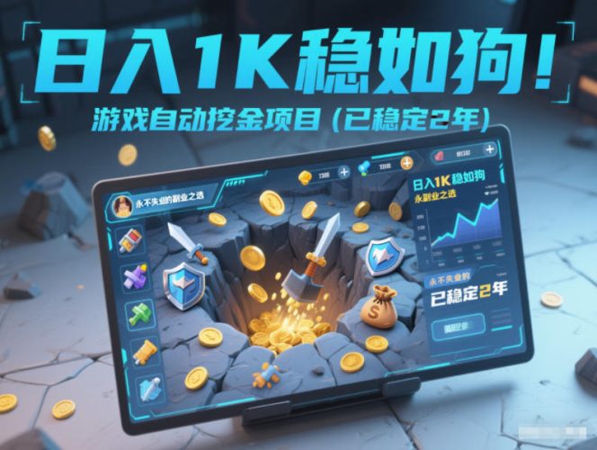 日入1K稳如狗！游戏自动挖金项目(已稳定2年)，永不失业的副业之选【揭秘】-大设天下