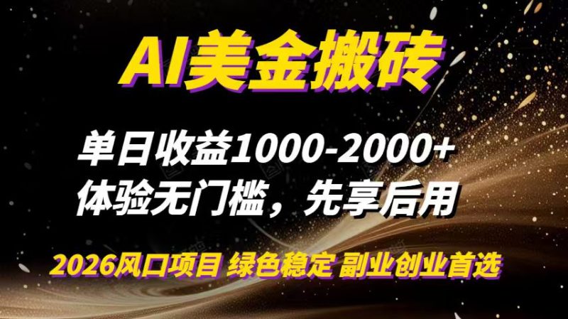 AI美金搬砖,单日收益1000-2000+,2025风口项目,可以副业,可以全职,可以工作室放大-大设天下