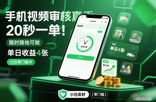 手机视频审核真香！20秒一单，随时随地可做，单日收益4张，小白零门槛冲【揭秘】-大设天下