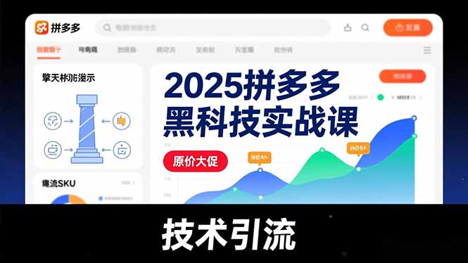 2025拼多多黑科技实战课，擎天柱玩法、爆流SKU、原价大促，技术引流，单店日销轻松破千单-大设天下