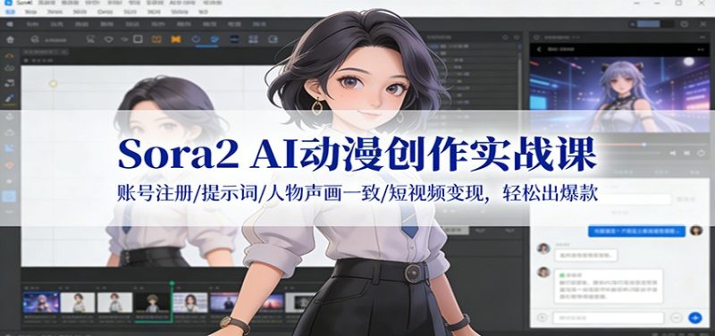 Sora2 AI动漫创作实战课：账号注册/提示词/人物声画一致/短视频变现，轻松出爆款-大设天下