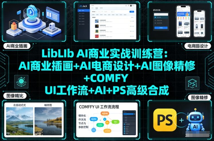 LibLIb AI商业实战训练营：AI商业插画+AI电商设计+AI图像精修+COMFY UI工作流+AI+PS高级合成-大设天下