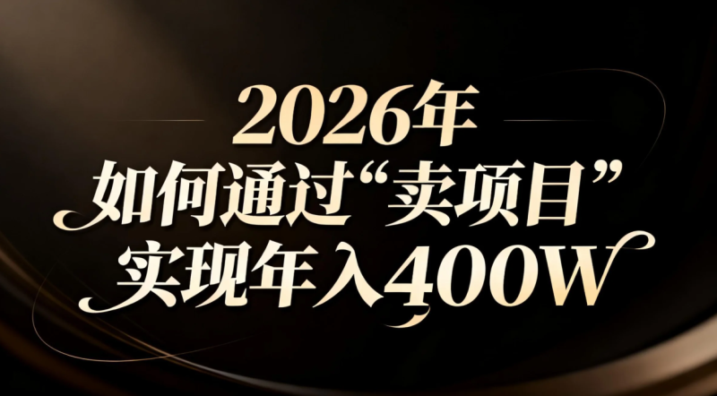 2026年如何通过“卖项目”实现年入百万-大设天下