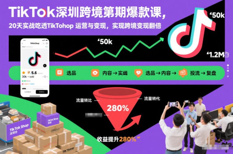 TikTok深圳跨境第2期爆款课，20天实战吃透TikTok Shop运营与变现，实现跨境变现翻倍-大设天下