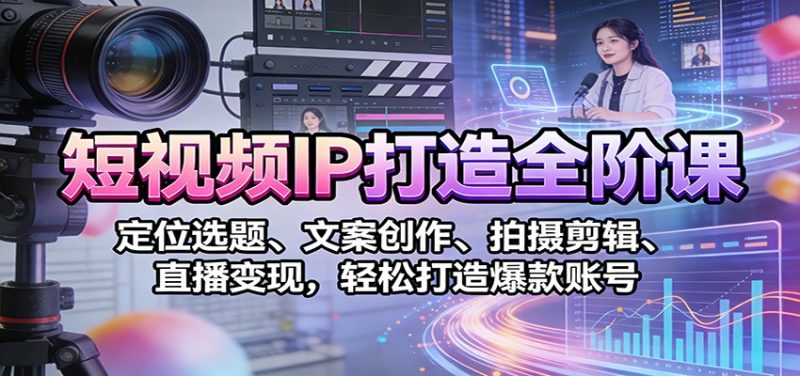 短视频IP打造全阶课：定位选题、文案创作、拍摄剪辑、直播变现，轻松打造爆款账号-大设天下