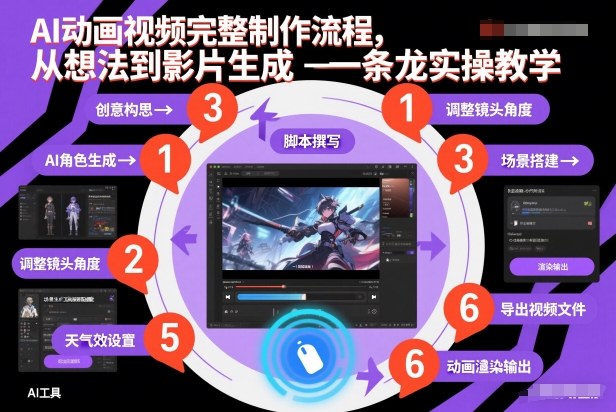 AI动画视频完整制作流程，从想法到影片生成一条龙实操教学-大设天下