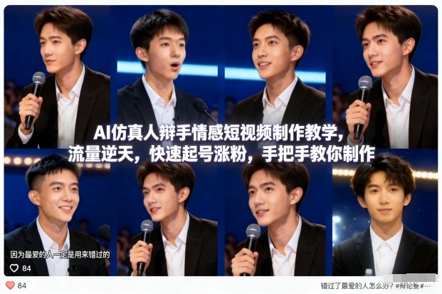 AI仿真人辩手情感短视频制作教学，流量逆天，快速起号涨粉，手把手教你制作-大设天下