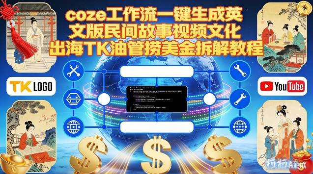 Coze扣子工作流一键生成英文版民间故事视频，文化出海TK油管捞美金拆解教程-大设天下