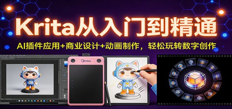 Krita从入门到精通：AI插件应用+商业设计+动画制作，轻松玩转数字创作-大设天下