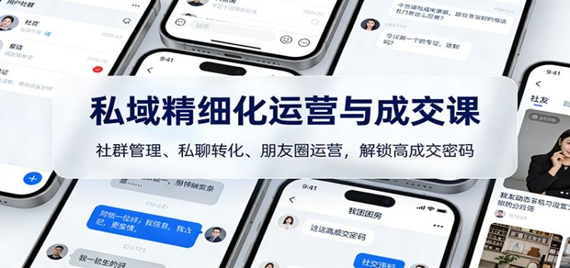 私域精细化运营与成交课：社群管理、私聊转化、朋友圈运营，解锁高成交密码-大设天下